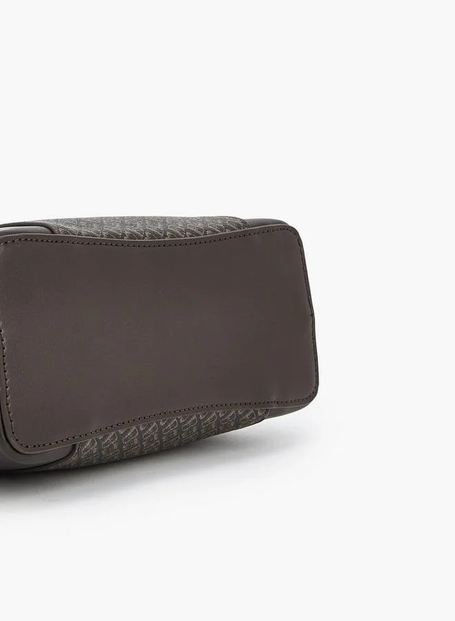 Flora Bella By Shoexpress BROWN Floral Print Bag With Metallic Handles, Pearl Charm, And A Detachable Shoulder Strap for Women | Best Price UAE